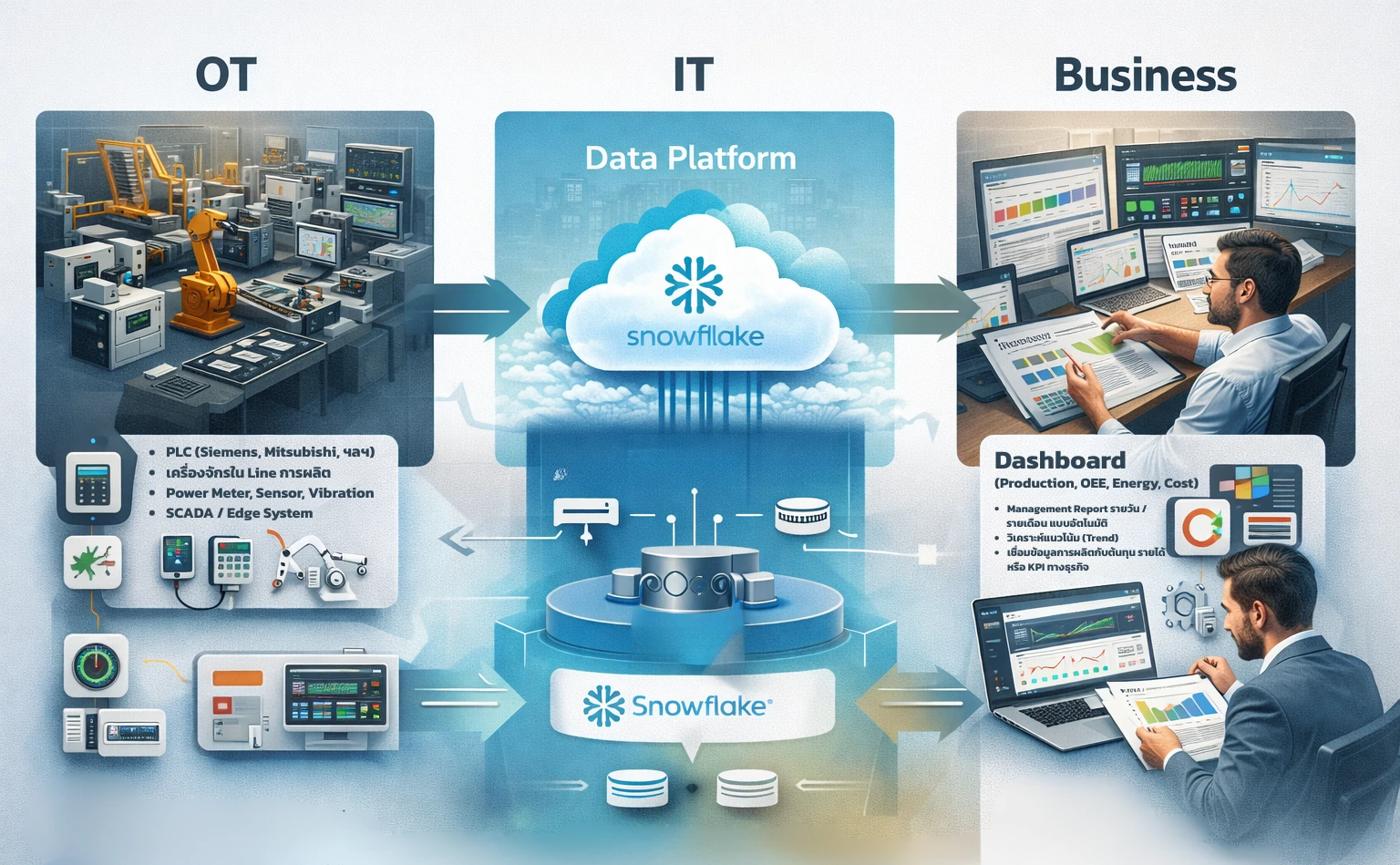 data flow จาก OTถึงITถึง Business